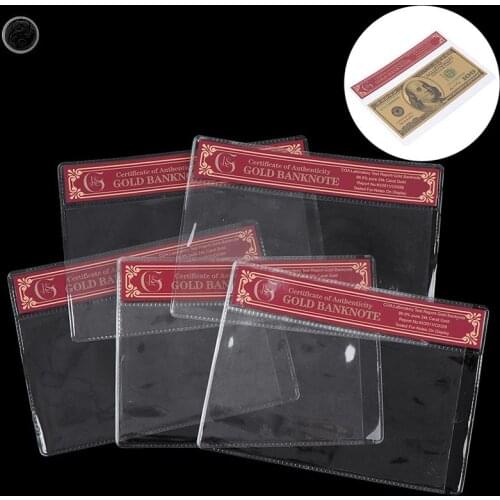 WR Collectible COA Frame Gold Foil Banknote Collection Plastic Case World Paper Money Protect PVC Case Art Crafts