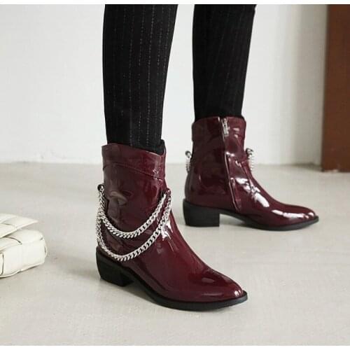 Womens Ankle Boots Autumn New Square Heel Pointed European Martin Boots 333