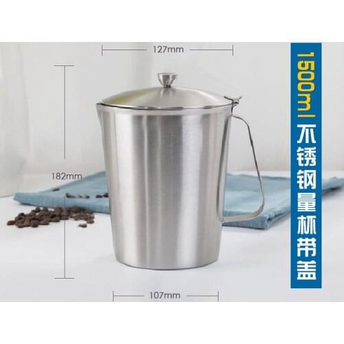 1PCS 1500ml Lab 304 Stainless Steel Lab Beaker Measuring Cups Graduated Liquid Metal Tools With Inner Scale and Cover