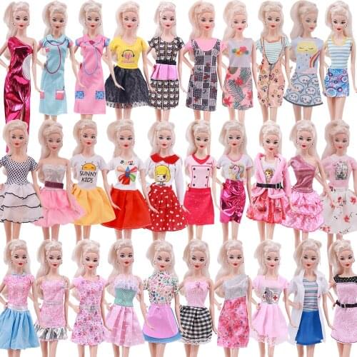 10 Pcs Barbies Doll Clothes Accessories=5Pcs Barbies Clothes+5Pcs High Heels,For Barbies Doll&1/6 BJD Blyth Shoes,Mini Dress Toy