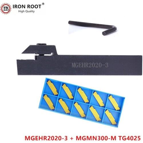 1P MGEHR2020-3 / MGEHL2020-3 Grooving Tool Holder + 10P MGMN300 CNC Carbide Insert Metal Lathe Cutting Turning