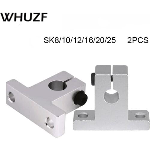 2pcS SK8 SK10 SK12 SK16 SK20 SK25 SH8 8/10/12/16/20/25mm Linear Ball Bearing Rail shaft Side Blocks Support Table CNC 3D Printer