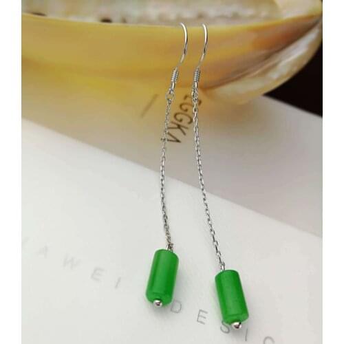 2018 Special Offer Sale Brinco S925 Inlaid Dry Optimization Of Jade Retro Simple Fringed Earrings, Womens Ethos, Ear Jewelry
