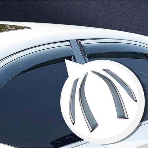 4pcs 3D Stainless Car Window Visor Rain Shade Wind Sun Shield Guard cover strip For Volvo XC90 2015-2020