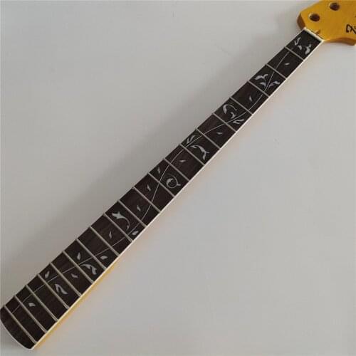 4 String Maple 20 frets Bass Guitar Neck Replacement Rosewood Fingerboard vine inlay 34 Inch logo