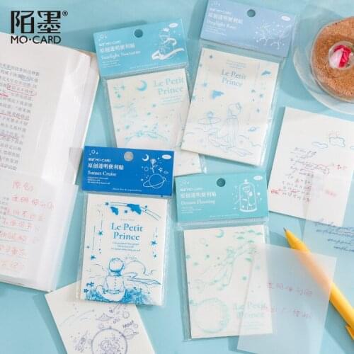 50Pcs Little Prince Transparent Sticky Message Notes Memo Pad Diary Stationary Flakes Scrapbook Decorative Kawaii N Times Sticky