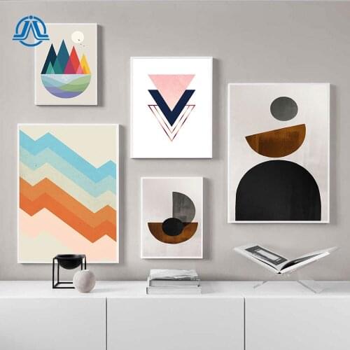 Abstract Geometric Mountain Canvas Painting Posters and Prints Wall Art Pictures for Living Room On The Wall Home Decoration
