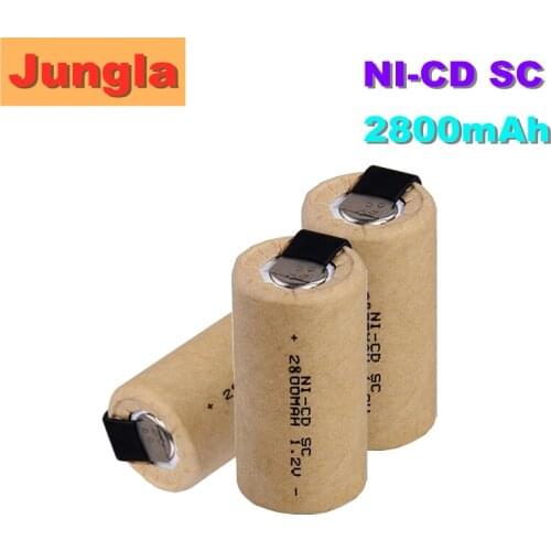 1-20pcs Screwdriver Electric Drill SC Batteries 1.2V 2800mah Sub C Ni-Cd Rechargeable Battey With Tab Power Tool NiCd SUBC Cells