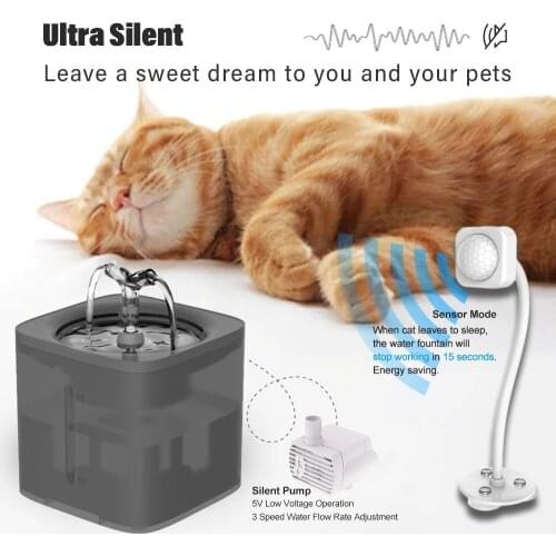 2L Automatic Pet Cat Water Fountain Filter Dispenser Feeder Smart Drinker Cats Water Bowl Kitten Puppy Dog Drinking Quiet Pump