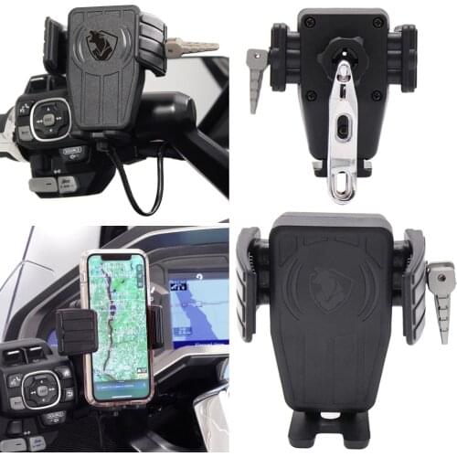 15W Wireless Charger Motorcycle Mobile Phone Bracket Holder Support Stand For Gold Wing Tour DCT Airbag GL1800 F6B 2018-2020