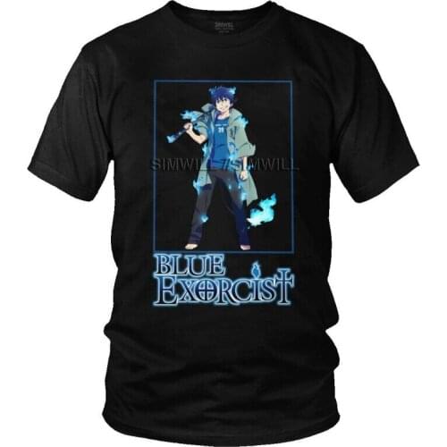 Rin Okumura T-shirt Men Fashion T Shirt Short Sleeve Cotton Anime Manga Blue Exorcist Tshirt Cool Tees Tops