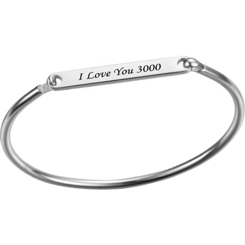I Love you 3000 Women Men Inspirational Stainless Steel Bracelet,Customized ID Dog Tag Cuff Bangle Jewelry Friend Gift