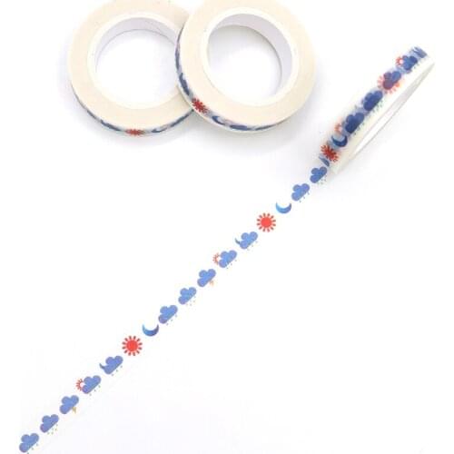 10m*8mm Creative Weather Washi Tape High Sticky Masking Tape Office Supply Hand Tear Adhesive Paper Tape DIY Book Diary