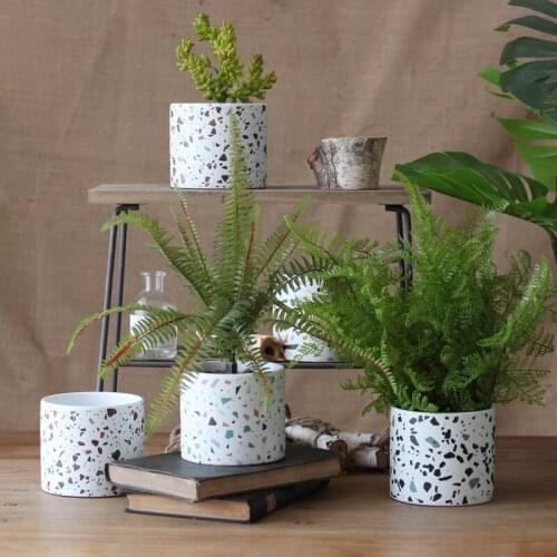 Korean Ins Round Art Ceramic Succulent Flower Pot Minimalist Green Plants Potted Home Balcony Decoration Creative Gardening