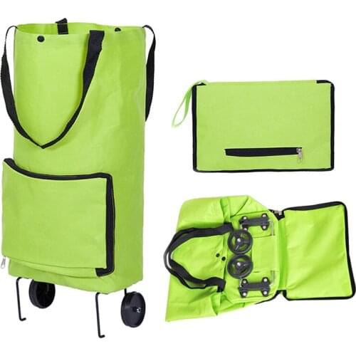 Kitchen Organizer Bags Portable Trolley Home Shopping Cart Tug Bag Oxford Fabric Folding Shopping Cart Household Storage Pouch