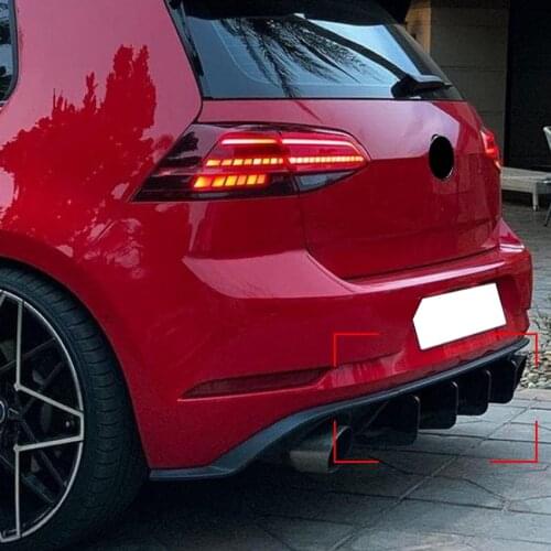 Matte Black Car Rear Bumper Diffuser For Volkswagen Golf 7.5 GTI MK 7.5 GTI Spoiler ABS Side Splitter Rear Bumper Protector Lip