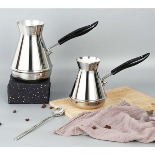 Uropean Long Handle Moka Pot Portable Turkish Arabian Stainless Steel Coffee Pot Butter Melting Pot Coffee Utensils WF1111
