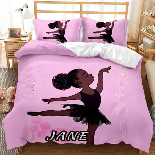 Music Fashion African Girl Bedding Set 3D Luxury Duvet Cover Set with Pillowcases Kids Children Bedroom Decorate Comforter Cover