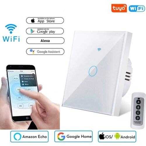 Wifi Wall Touch Switch EU No Neutral Wire Required Smart Light Switch 1/2/3Gang Tuya Smart Life Support Alexa Google Home