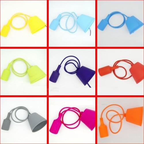 New silica gel E27 lamp holder hanging wire retro decorative bulb multi color LED bulb DIY pendant lamp with wire holder