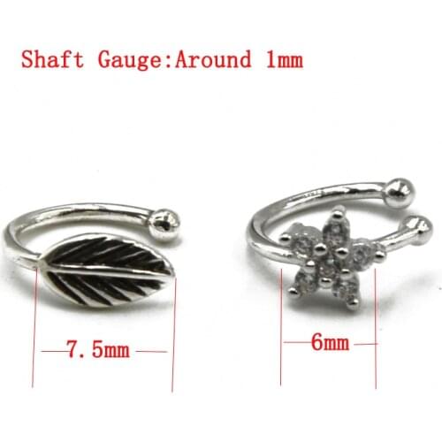 New Desgin Gem Flower Non Piercing Earring Cuff Fake Clip On Brass Nose Ring Faux Septum