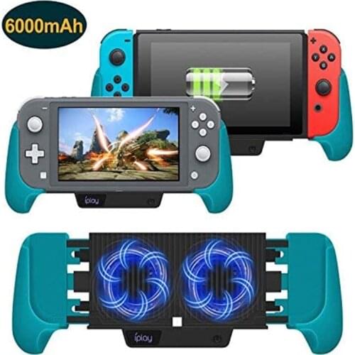 Cooling Charging Grip for Nintendo Switch & Switch Lite, 6000mAh Fan, Charger, Grip and Foldable Stand For Nintedoswitch NS Lite