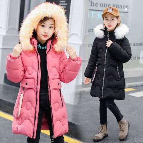Children clothing Parka Fake Fur Hooded Warm Winter Thick Down Jacket Kids girl clothes Outwear Long Coat Teen Girl 8 10 12 14