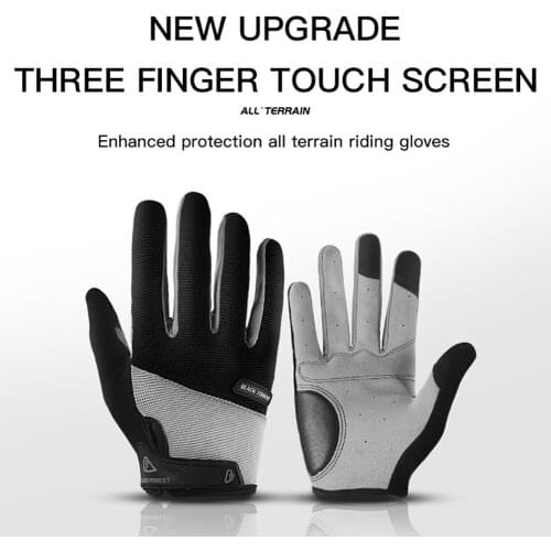 1 Pair Touch Screen Full Finger Riding Gloves Men Women Cycling Gloves Breathable Shockproof Gel Palm Pad Bike Bicycle Gloves