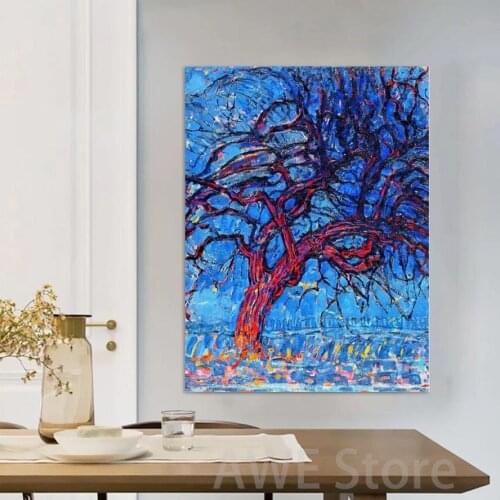 Piet Cornelies Mondrian Evening The Red Tree Canvas Posters Prints Wall Art Painting Decorative Picture Living Room Decoration