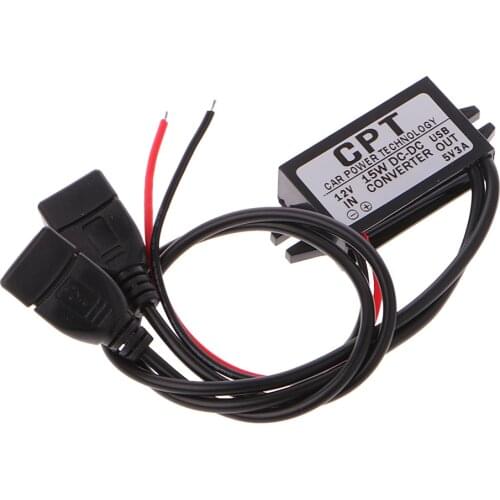 DC Converter 12V To 5V 3A Double 2 USB To Auto Power Regulator Voltage Step Down