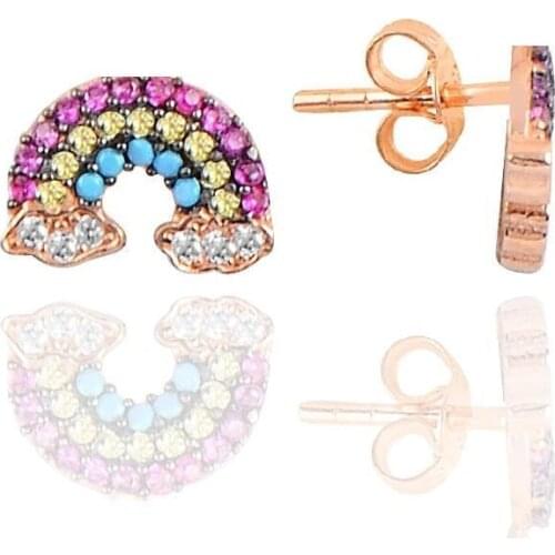 Silver Rose Rainbow Earrings For Women Extraordinary Earrings Jewelry