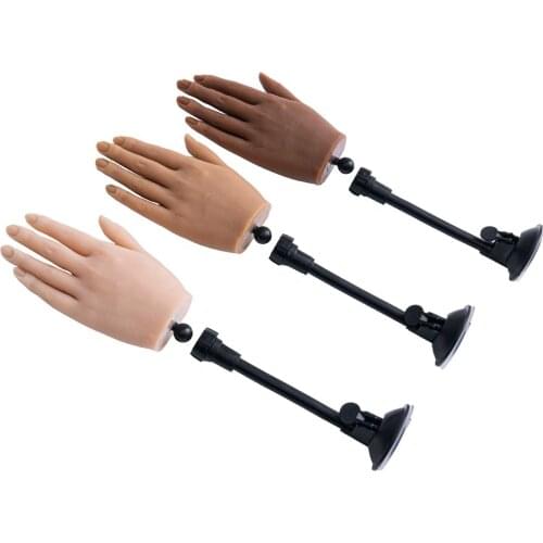 Female Lifesize Silicone Practice Hand with Clip Holder Bracket Mannequin with Flexible Fingers Adjustment For Nails Display