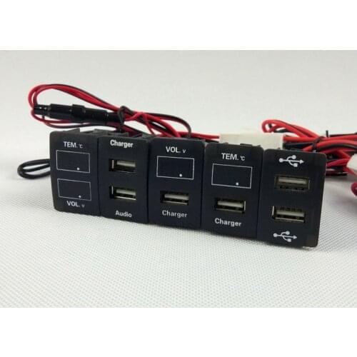 USB Charger Car Charger USB Connector Voltage Display Temperature Audio Charger VOL.V TEM For HONDA JADE