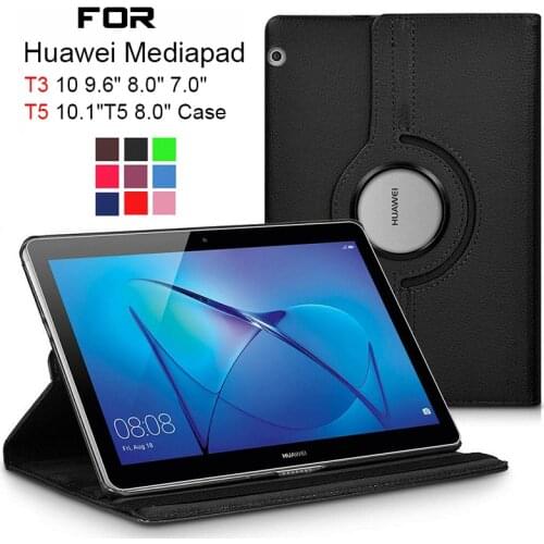 360 Rotating PU leather Cover Case For Huawei MediaPad T3 10 9.6" 8.0 7.0 Wifi BG2-W09 AGS-W09/L09 KOB-L09/W09 Tablet Case Glass