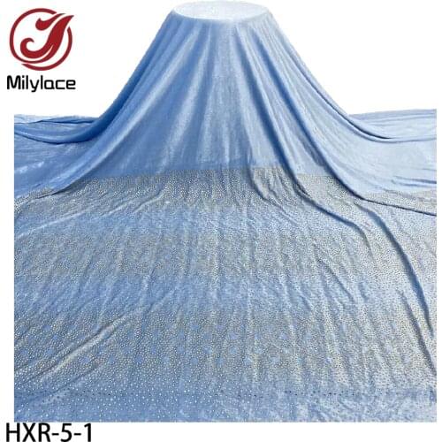High Quality African Lace Fabric Soft Velvet Lace Fabric Fabric with Stone Embroidered Lace Fabric for Evening Dresses HXR-5