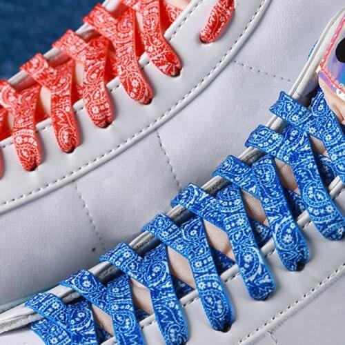 High Quality Cashew Flowers Shoelace 80/100/120/140cm Women Men Red Black Blue Hand-painted Sports Casual Basketball Shoes Laces