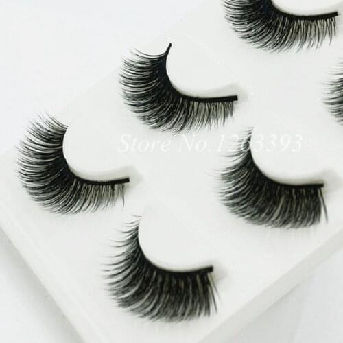 YOKPN Women Makeup Beauty Thick 3D False Eyelashes 3 pairs popular messy nature Eye Lashes Long Black Handmade lashes Extension
