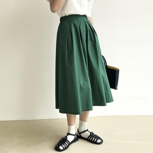 Skirt Womens Summer Korean 2021 New High-waisted Mid-Calf White Pleated Retro Skirt