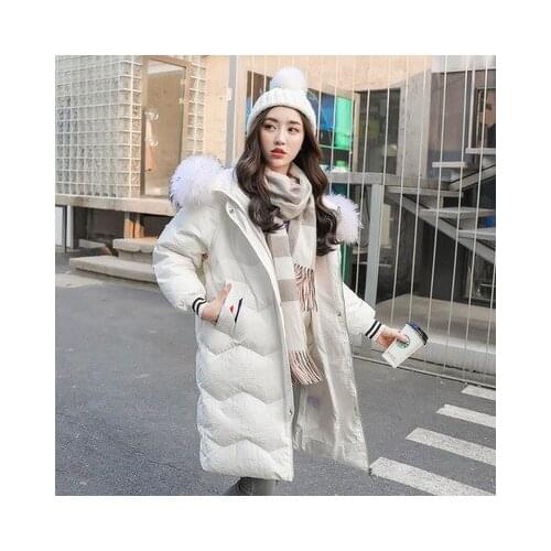 Winter women long coat jacket with hooded casual long sleeve fur collar parkas female warm down cotton coat thickened outerwear