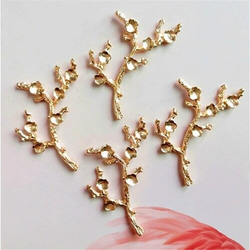 10 pcs/lot DIY Creative Alloy Choker Branches Leaf Buttons-Ornaments Earrings Jewelry Gold Clothing-Accessories Factory