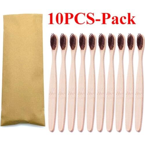 10pcs Rainbow Bamboo Toothbrush Brush Portable 100% Natural Soft Hair Tooth Brush Eco-friendly Brushes Oral Cleaning Care Tools