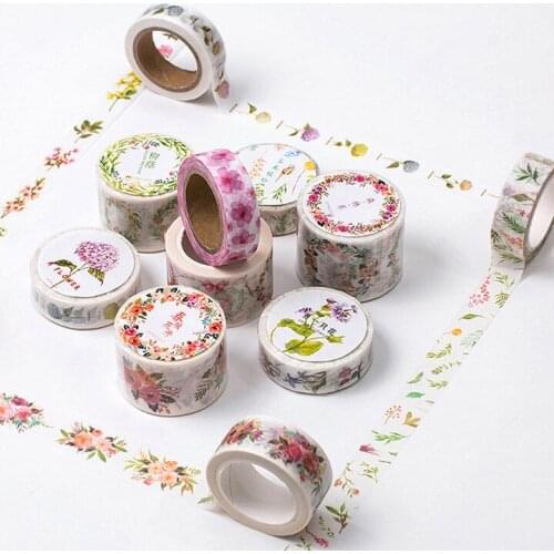 12Designs 15/30mm*8M Flowers&Plants Garland Cherry blossoms Pattern Japanese Washi Decorative Adhesive DIY Masking Paper Tape