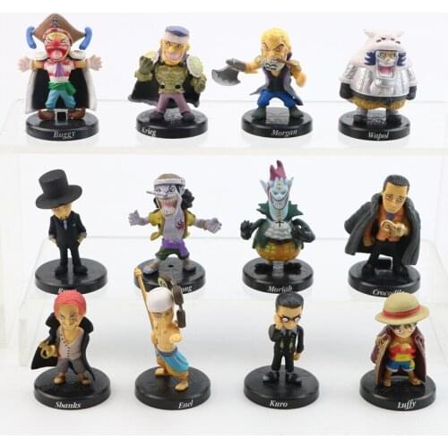 12pcs/set One Piece Sabo Shanks Lucci Crocodile Moria Buggy Enel PVC Figures Collectible Model Toys 5cm
