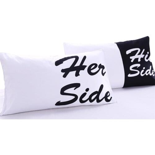 2pcs/set Bed Pillowcase Cover for Beding Print Soft 50cmx75cm / 50cmx90cm Can Customs Made His &Her Side Lover Couple