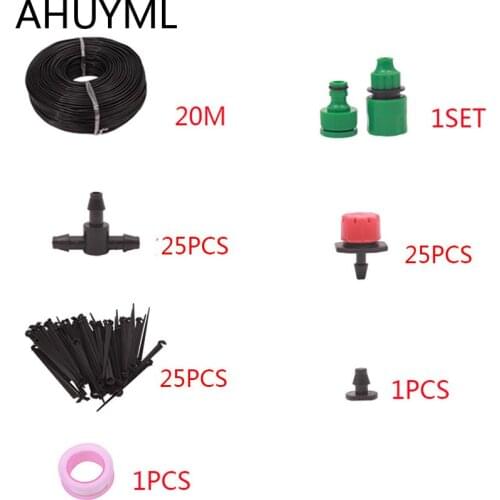 20m DIY Automatic Irrigation Adjustable Dripper Villa Watering Drip System Plant Self Watering Hose Micro Garden Watering System