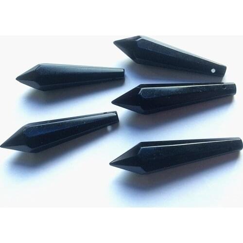 20pcs 37mm Black Glass Crystal Chandelier Lamp Lighting Part Prisms Drops Pendants (Free Rings ) Home Dinner Room Decoration