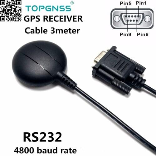 5Pcs high quality RS232 Level 4800 Baud rate cable 3m DB9 female connector GPS receiver,waterproof GPS Antenna receiver module