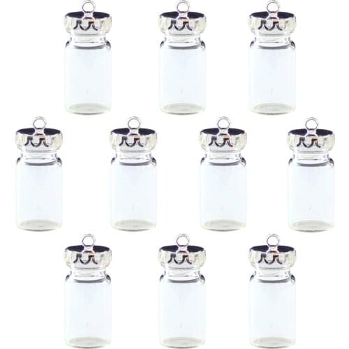 8PCS 22x11MM Clear Glass Bottle Pendant with Lace Cap Small Bottle Pendants Diy Jewelry Findings