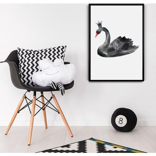 Watercolor Black Swan Canvas Art Print Painting Poster, Wall Pictures for Home Decoration, Giclee Print Wall Decor S16012