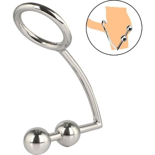 Stainless Steel Anal Beads Plug With Penis Cage Ring Ass Prostate Massager Metal Butt Plug Masturbator Anal Sex Products for Men
